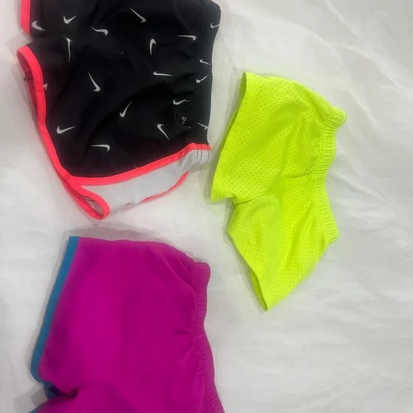 Nike Girls Shorts Trio - Black, Pink, Neon Yellow - Picture 2 of 5